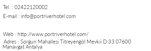Port River Hotel Spa telefon numaraları, faks, e-mail, posta adresi ve iletişim bilgileri